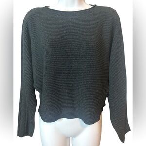 Le Ore Dark Gray Cozy Chunky Cropped Knit Dolman Sweater Women’s Small